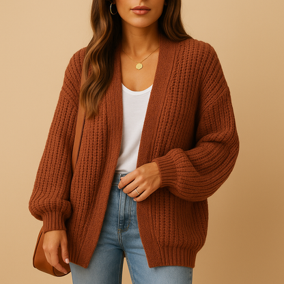Lacey | Cardigan Cream Chunky Knit Open-Front Oversized for Women