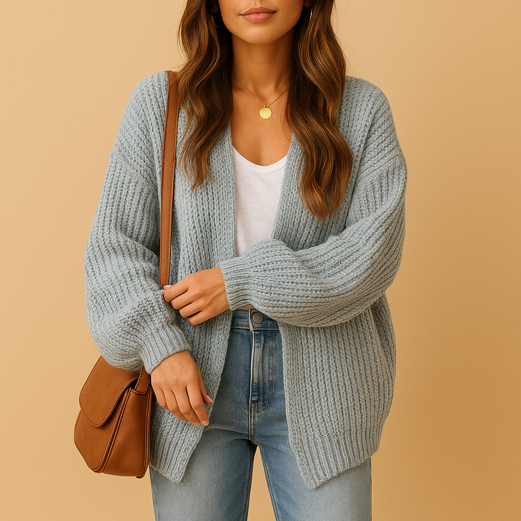 Lacey | Cardigan Cream Chunky Knit Open-Front Oversized for Women