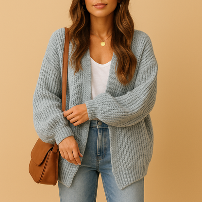 Lacey | Cardigan Cream Chunky Knit Open-Front Oversized for Women