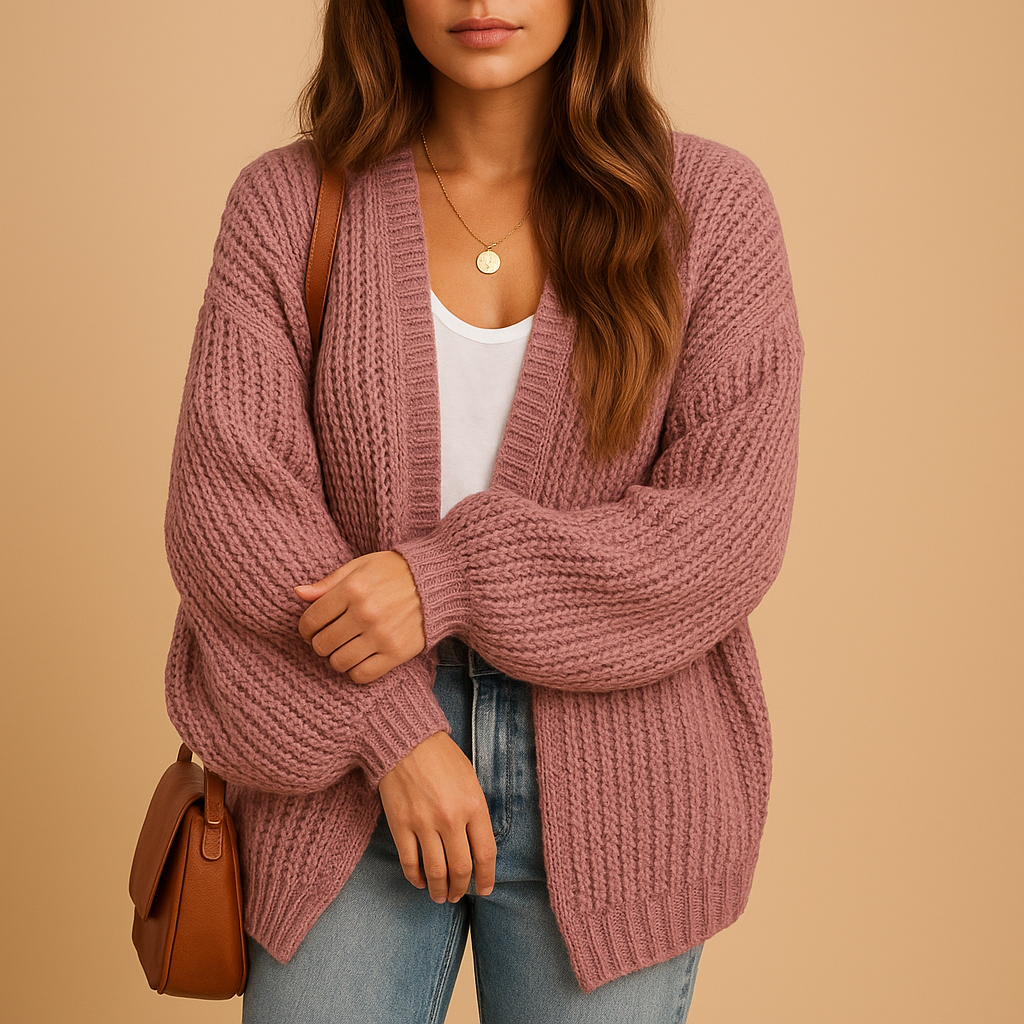 Lacey | Cardigan Cream Chunky Knit Open-Front Oversized for Women