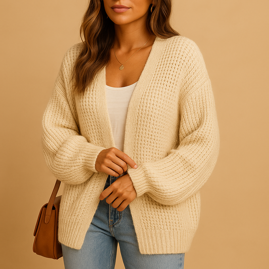 Lacey | Cardigan Cream Chunky Knit Open-Front Oversized for Women