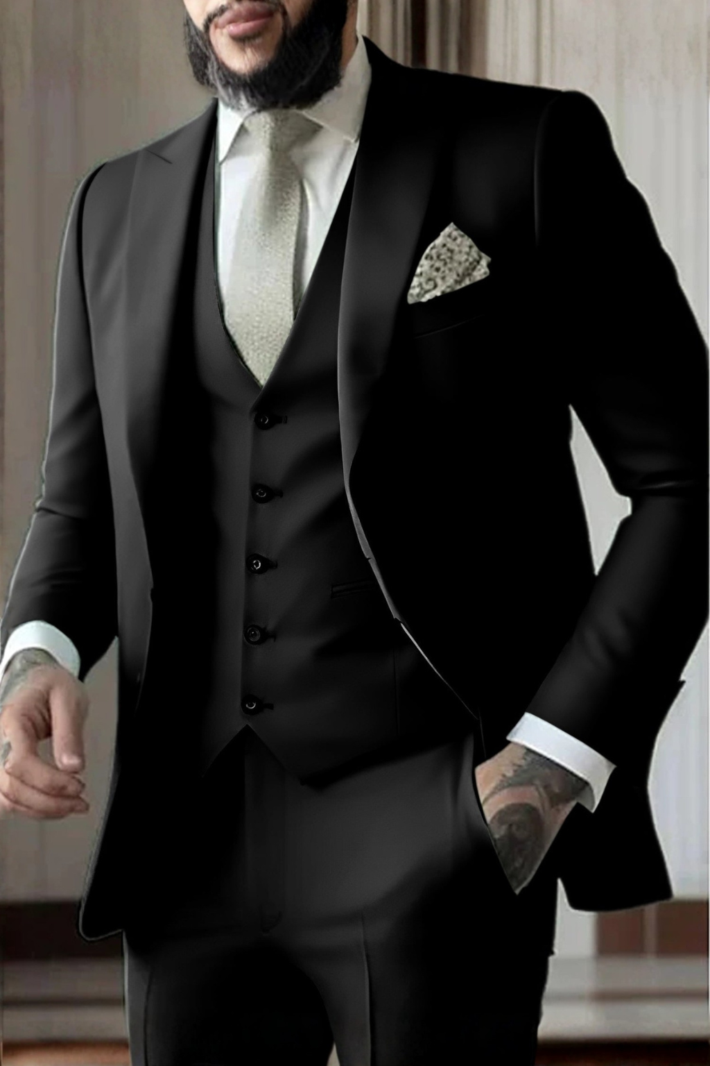 Reginald | Suit Sage Green Slim Fit Three-Piece Peak Lapel for Men