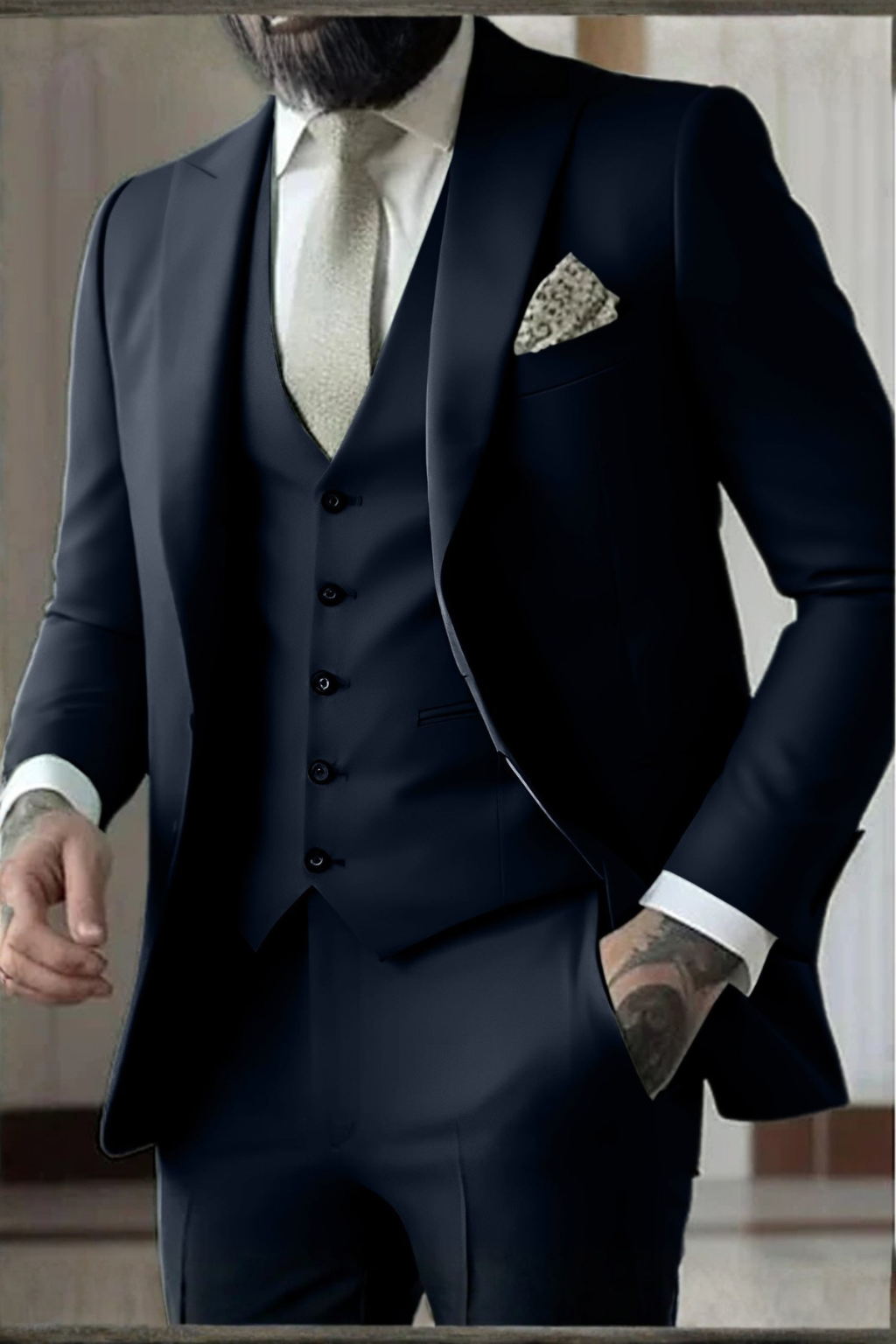 Reginald | Suit Sage Green Slim Fit Three-Piece Peak Lapel for Men
