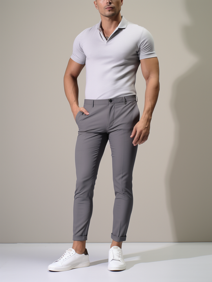 Piers | Trousers Charcoal Stretch Slim Tapered for Men