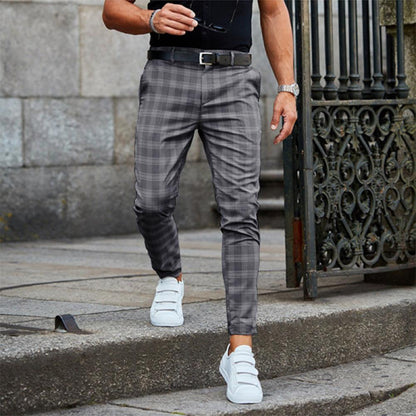 Inigo | Chino Trousers Taupe Check Slim Fit for Men