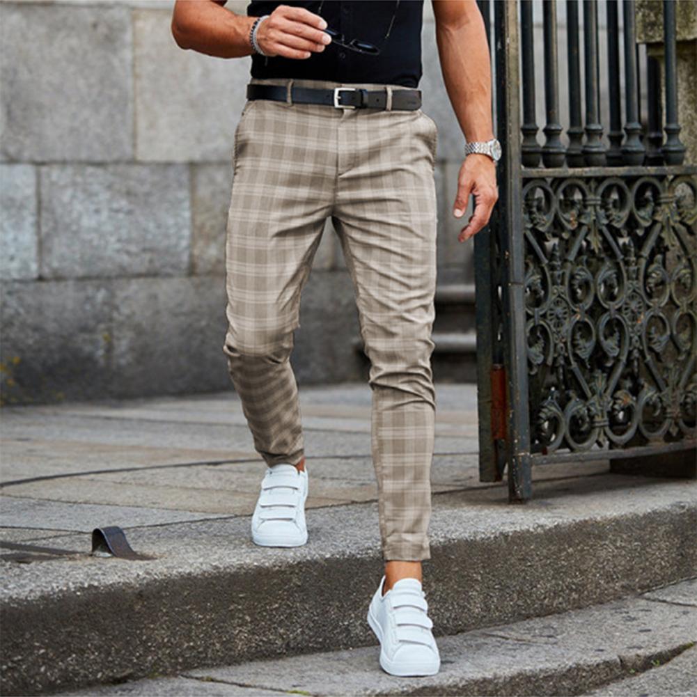 Inigo | Chino Trousers Taupe Check Slim Fit for Men