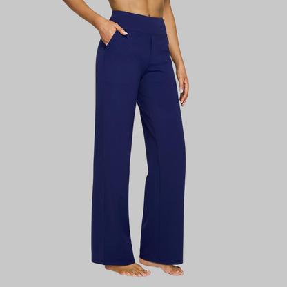 Phoebe | Wide-Leg Yoga Trousers Taupe Polyester High-Waist for Women