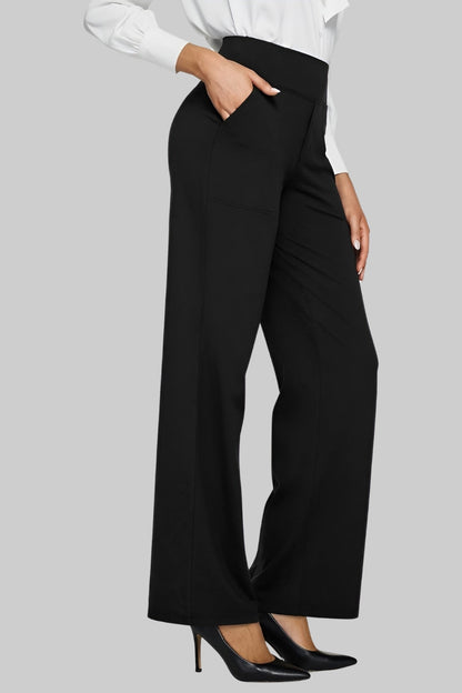 Phoebe | Wide-Leg Yoga Trousers Taupe Polyester High-Waist for Women