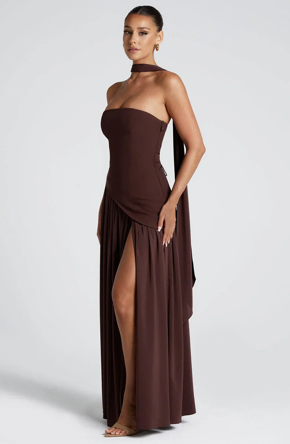 Cecily | Maxi Dress Lemon Strapless Halter Neck Gathered Skirt for Women