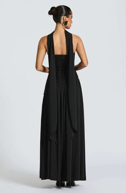Cecily | Maxi Dress Lemon Strapless Halter Neck Gathered Skirt for Women