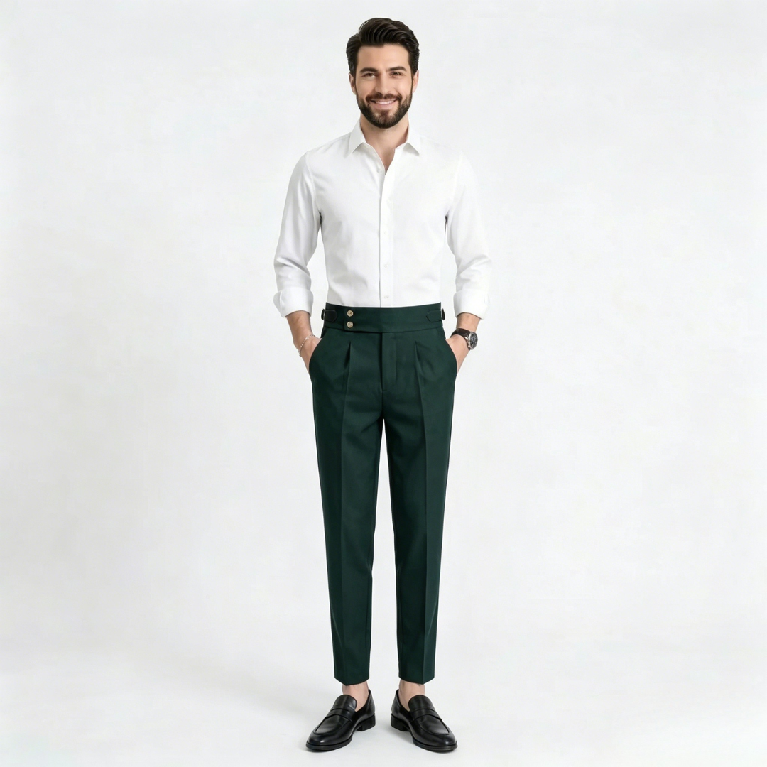 Humphrey | High-Waisted Trousers Cream Cotton Pleated for Men