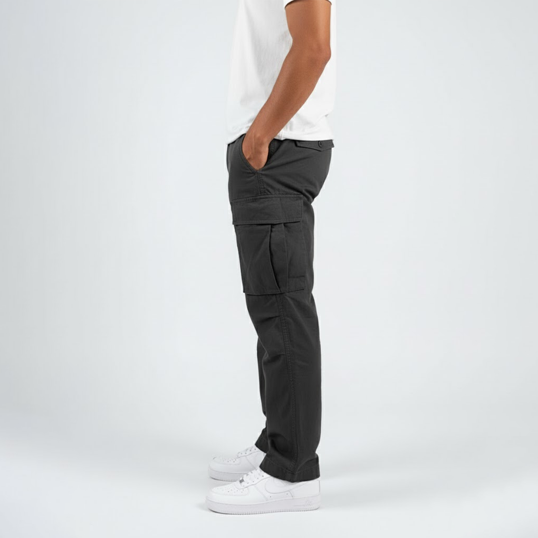 Graham | Cargo Trousers Dark Grey Cotton Multi-Pocket for Men
