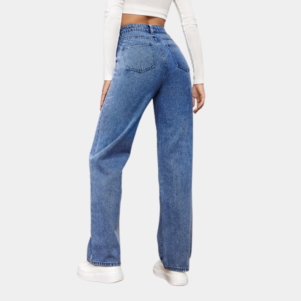 Phoebe | Wide-Leg Jeans Mid Blue Denim High-Waist Regular Fit for Women