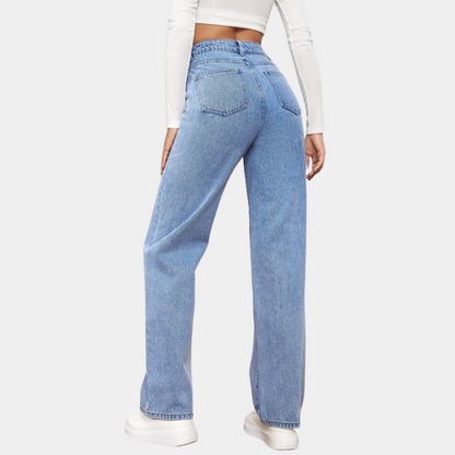 Phoebe | Wide-Leg Jeans Mid Blue Denim High-Waist Regular Fit for Women