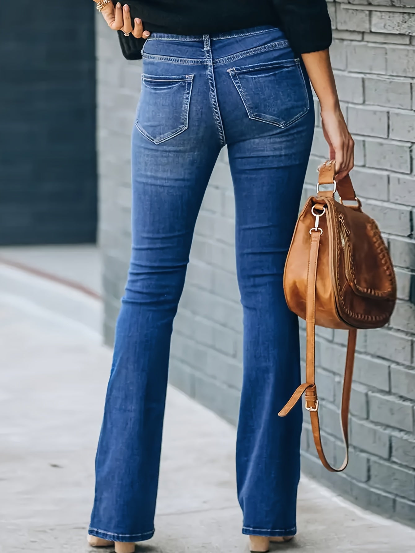 Lillian | Flared Jeans Blue Denim High-Waist Button-Front for Women