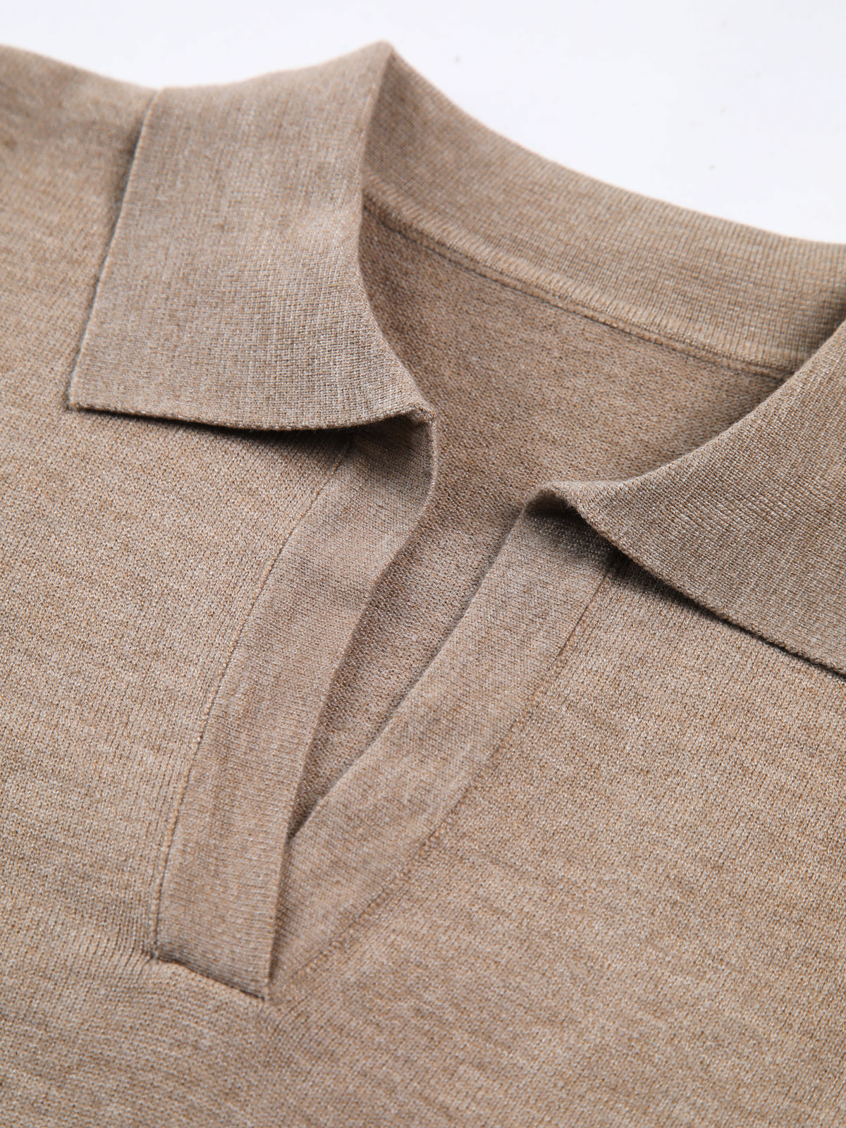 Elmira | Long Sleeve Sweater Mocha Knit Polo Collar for Women