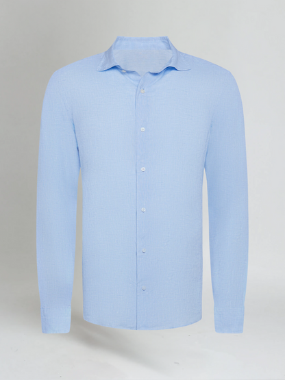 George | Linen Shirt Sky Blue Long Sleeve Slim Fit for Men