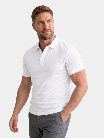 Theodore | Polo Shirt White Polyester Classic Fit for Men