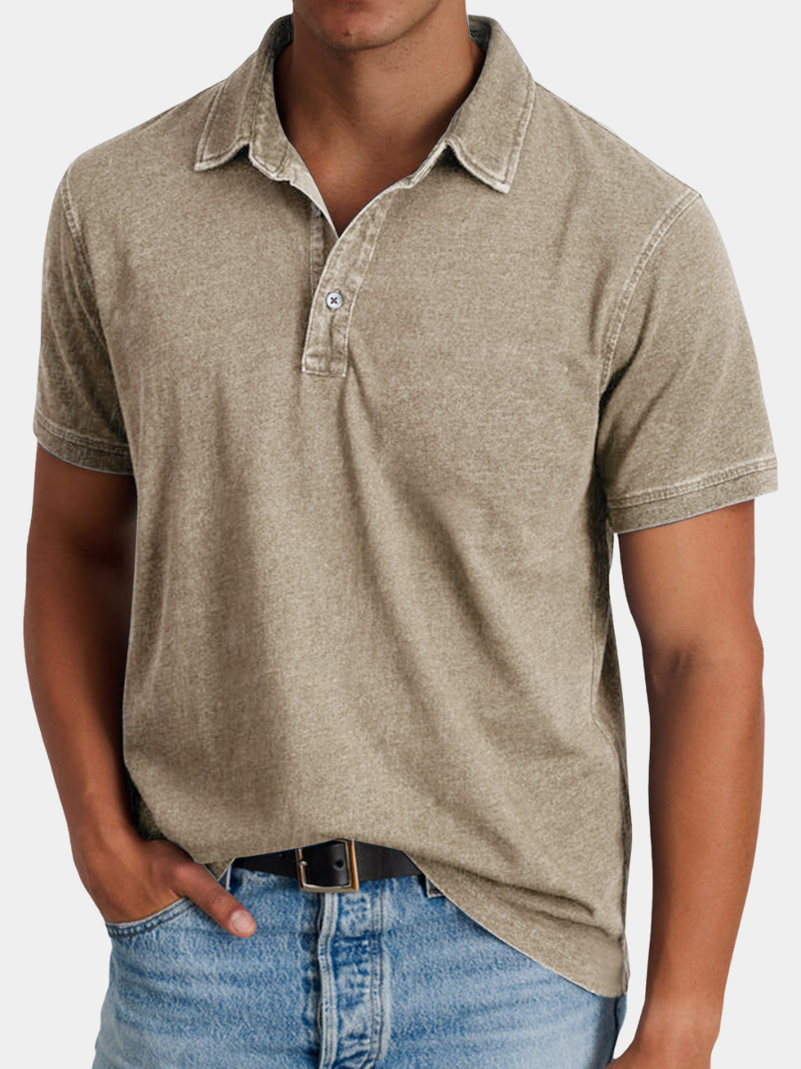 Alfred | Polo Shirt Washed Olive Polyester Relaxed Fit for Men