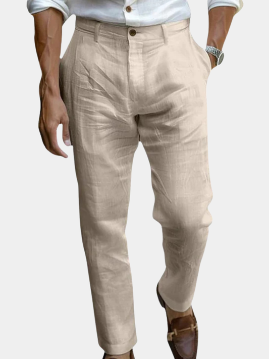 Leopold | Tailored Trousers Beige Linen Lightweight for Men