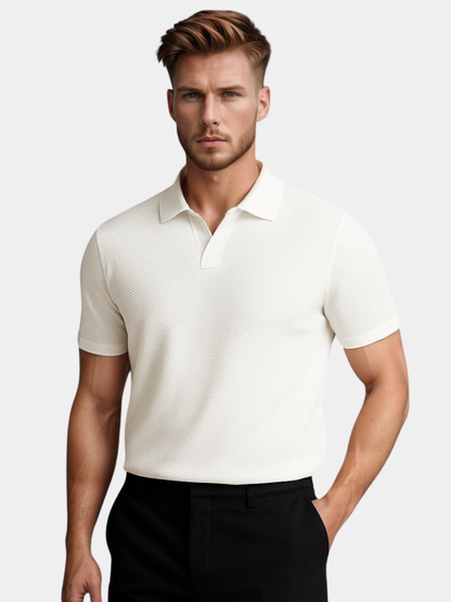 Tristan | Polo Shirt Cream Knit Open Collar Short Sleeve for Men