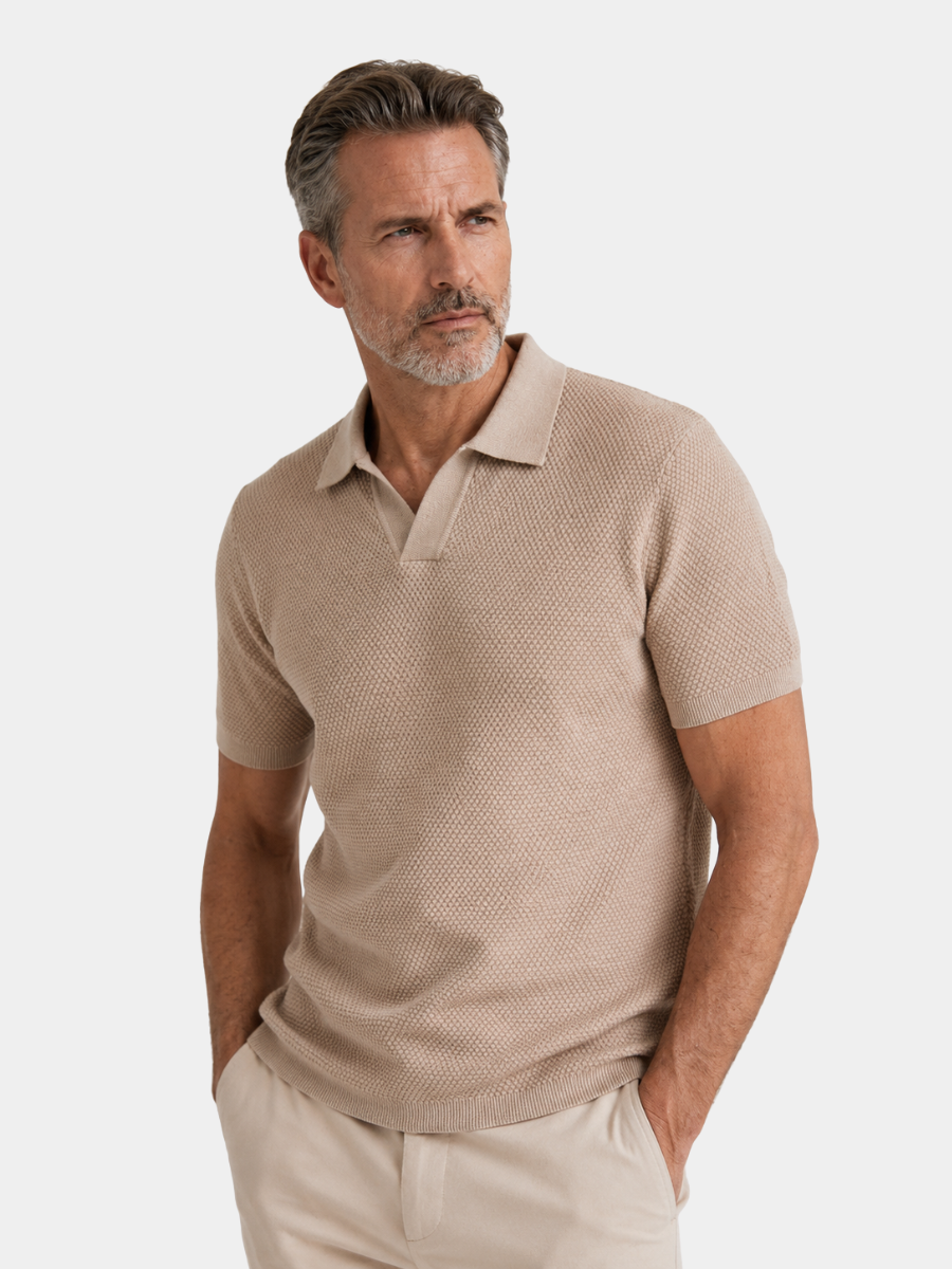 George | Polo Shirt Beige Textured Knit Cotton for Men