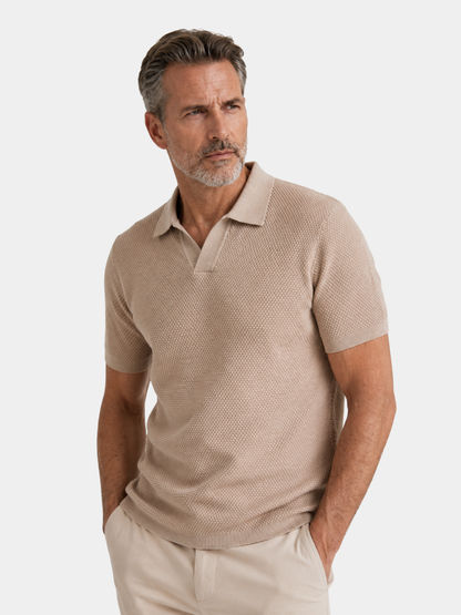 George | Polo Shirt Beige Textured Knit Cotton for Men