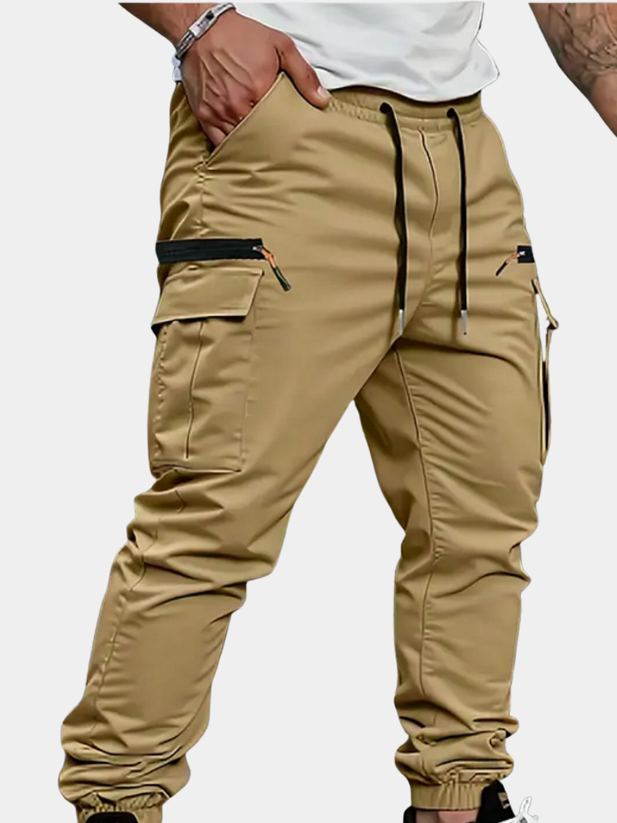 Seamus | Cargo Joggers Khaki Stretch Tapered for Men