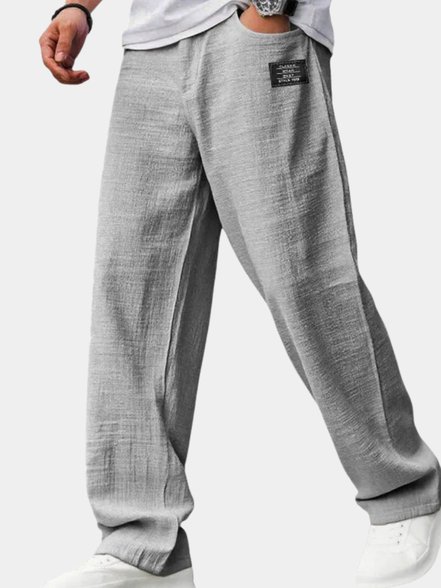 Winston | Trousers Light Grey Textured Straight-Leg for Men