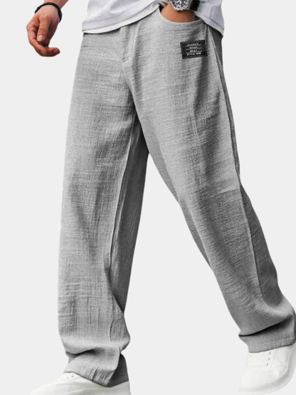 Winston | Trousers Light Grey Textured Straight-Leg for Men