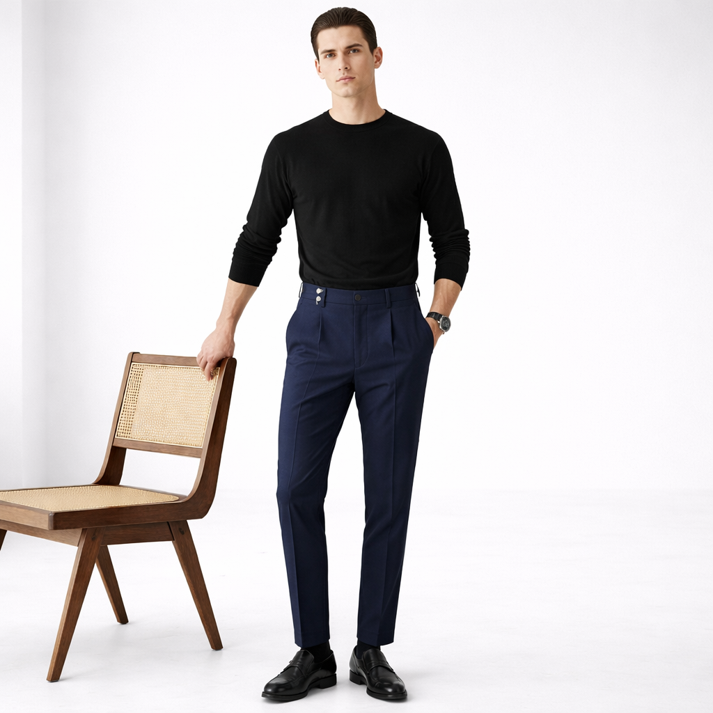 Humphrey | High-Waisted Trousers Cream Cotton Pleated for Men