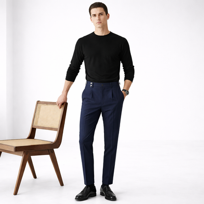 Humphrey | High-Waisted Trousers Cream Cotton Pleated for Men