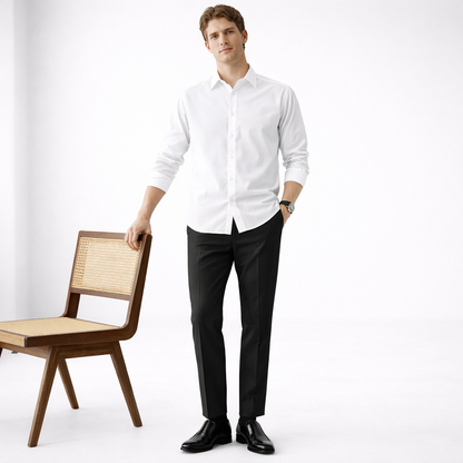 Humphrey | High-Waisted Trousers Cream Cotton Pleated for Men