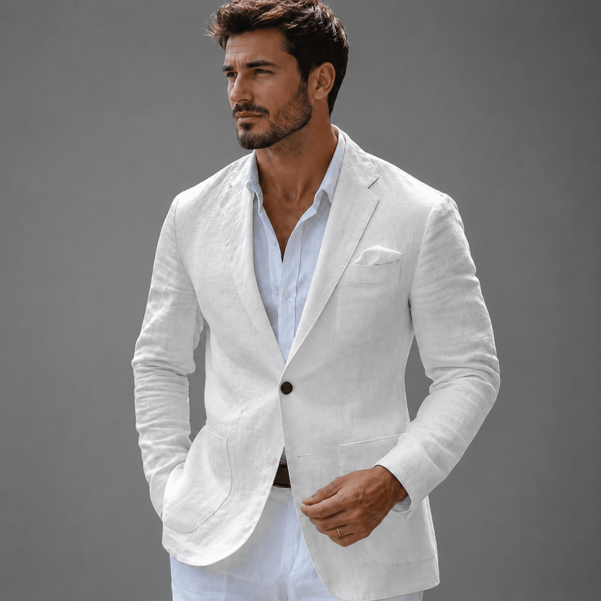 Alistair | Blazer White Linen Single Button for Men