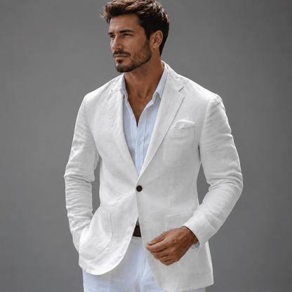 Alistair | Blazer White Linen Single Button for Men