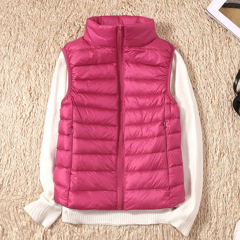Beatrice | Padded Gilet Dusky Pink Lightweight Stand Collar Sleeveless for Women