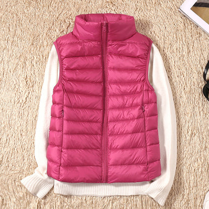 Beatrice | Padded Gilet Dusky Pink Lightweight Stand Collar Sleeveless for Women