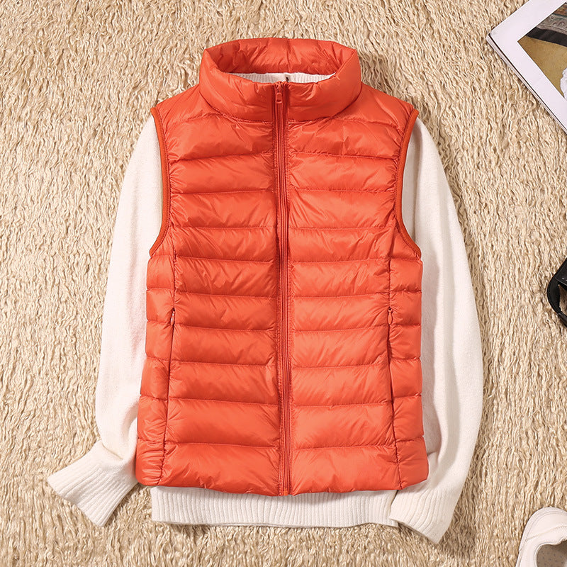 Beatrice | Padded Gilet Dusky Pink Lightweight Stand Collar Sleeveless for Women