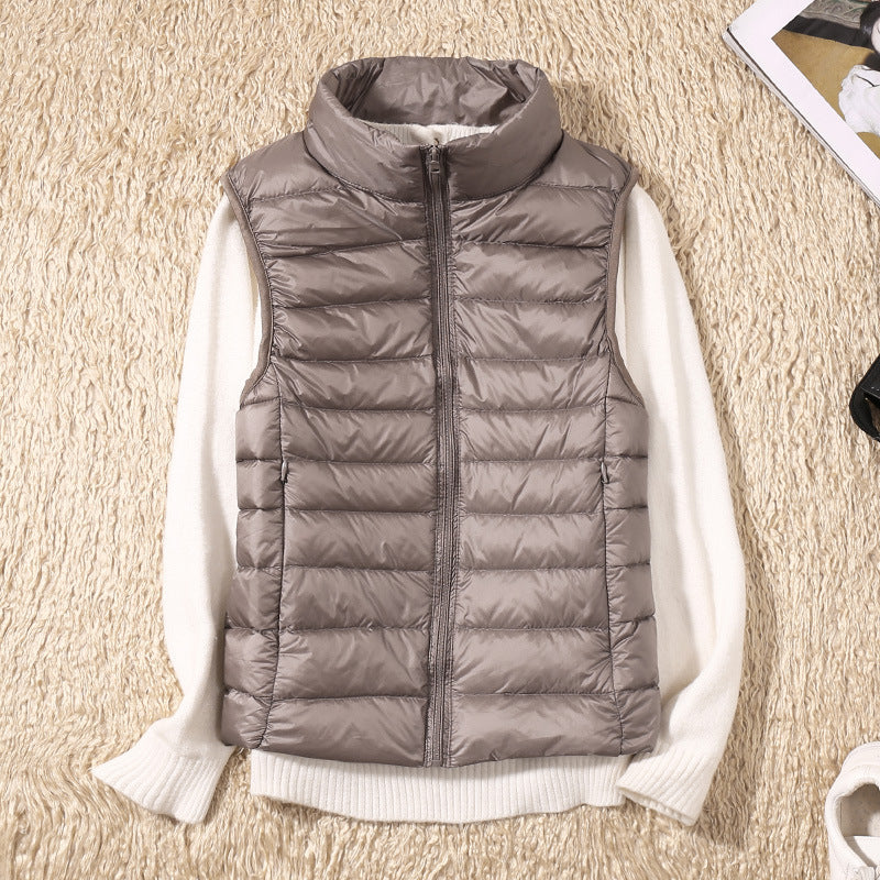 Beatrice | Padded Gilet Dusky Pink Lightweight Stand Collar Sleeveless for Women