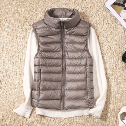 Beatrice | Padded Gilet Dusky Pink Lightweight Stand Collar Sleeveless for Women