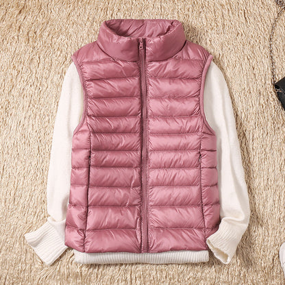 Beatrice | Padded Gilet Dusky Pink Lightweight Stand Collar Sleeveless for Women