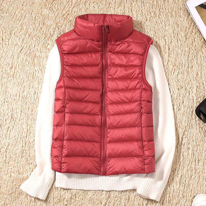 Beatrice | Padded Gilet Dusky Pink Lightweight Stand Collar Sleeveless for Women