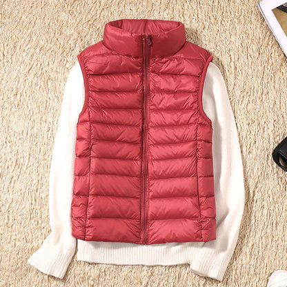 Beatrice | Padded Gilet Dusky Pink Lightweight Stand Collar Sleeveless for Women