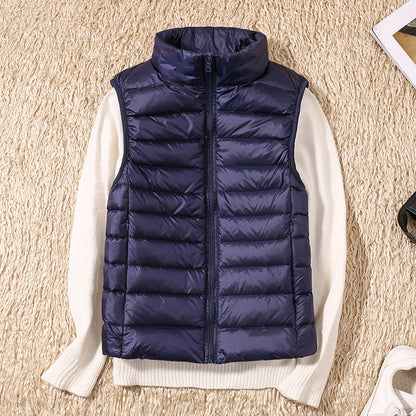Beatrice | Padded Gilet Dusky Pink Lightweight Stand Collar Sleeveless for Women