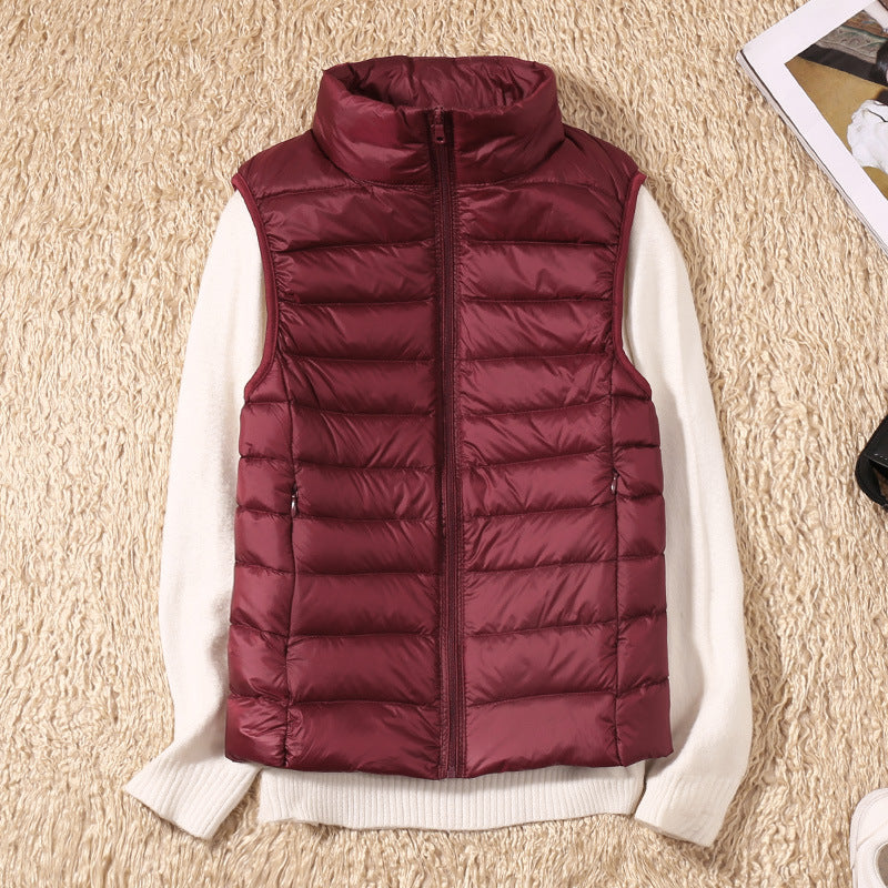 Beatrice | Padded Gilet Dusky Pink Lightweight Stand Collar Sleeveless for Women