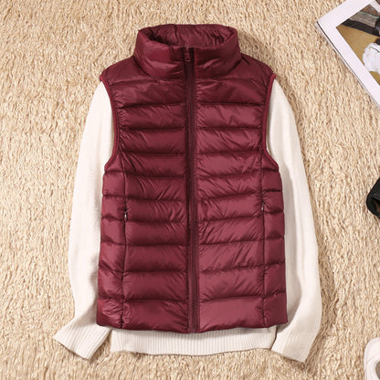 Beatrice | Padded Gilet Dusky Pink Lightweight Stand Collar Sleeveless for Women