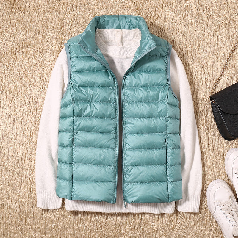 Beatrice | Padded Gilet Dusky Pink Lightweight Stand Collar Sleeveless for Women