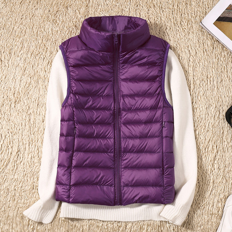 Beatrice | Padded Gilet Dusky Pink Lightweight Stand Collar Sleeveless for Women