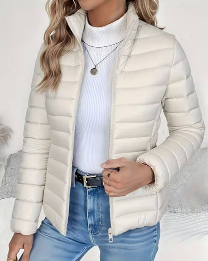 Arabella | Puffer Jacket Sage Green Lightweight Stand Collar Zip for Women