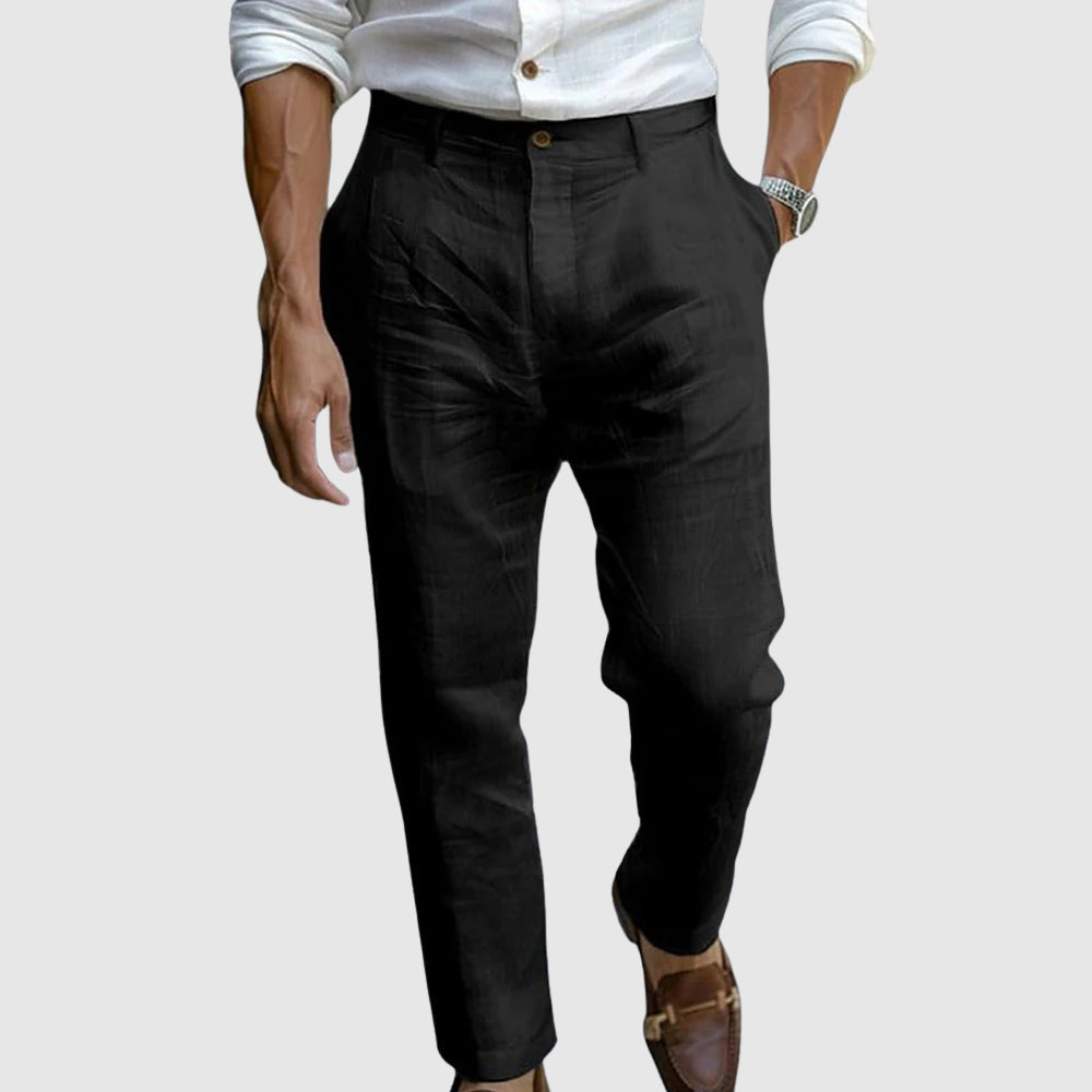 Leopold | Tailored Trousers Beige Linen Lightweight for Men